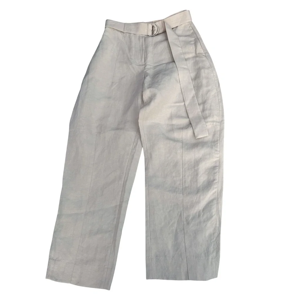 Banana Republic Wide Leg Belted Balloon Pants Beige 00 Petite Linen Minimalist
